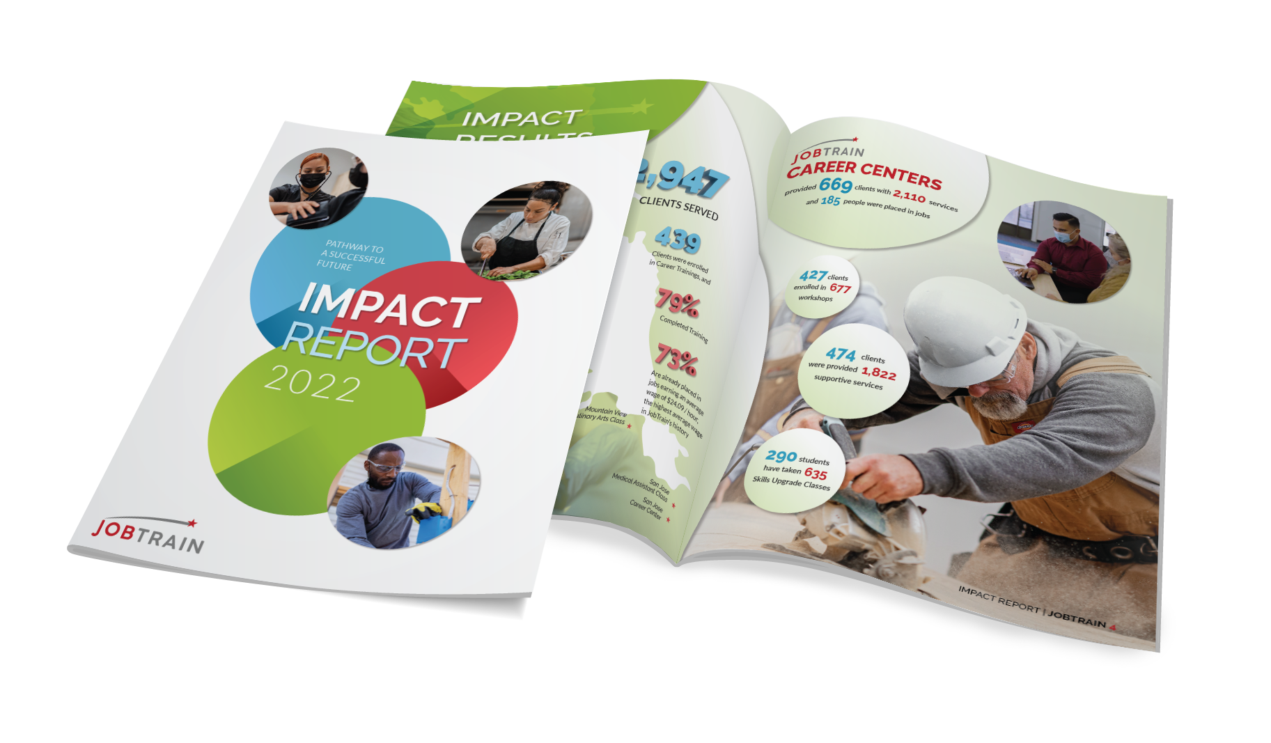 Printed version of JobTrain's Impact Report 2022